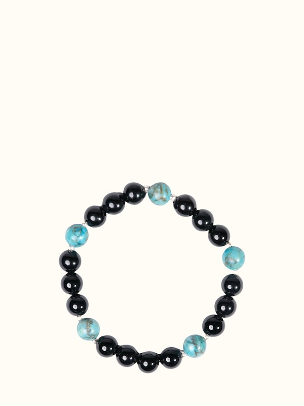 Gemstone Black Onyx & Turquoise Silver Bracelet