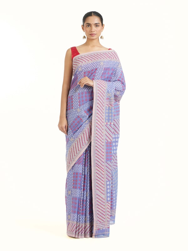 Beige Cotton Bengal Jamdani Saree