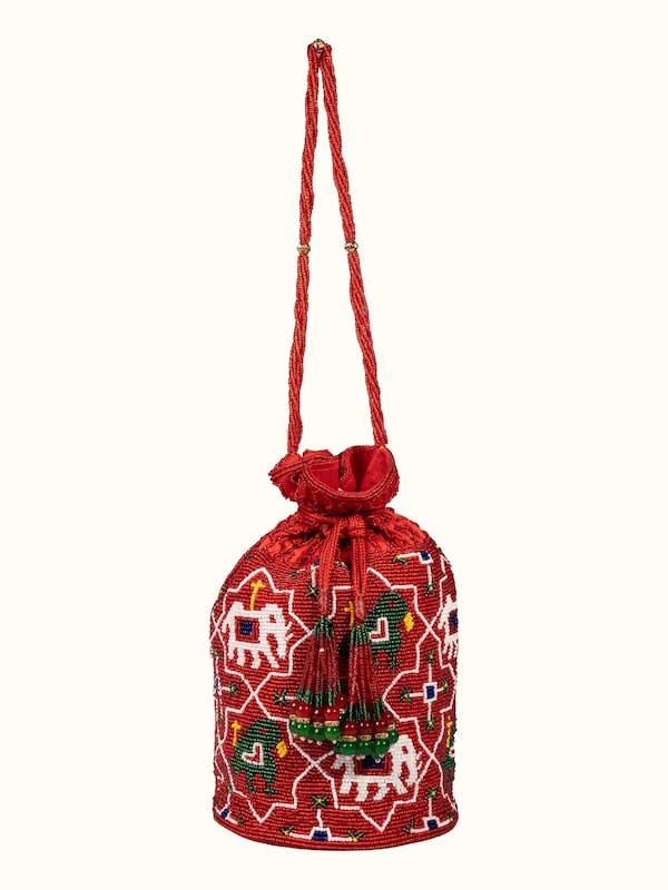 Beadwork Red Potli Bag