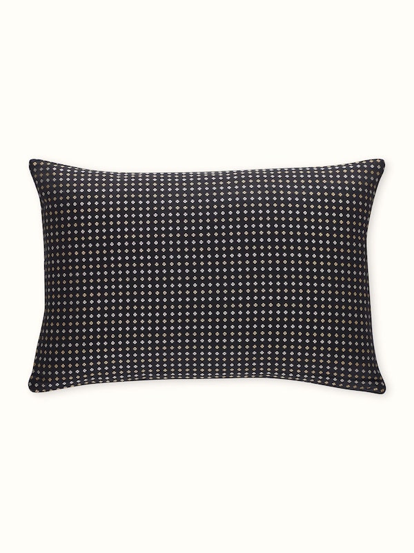 Awadh Black Stripes Banarasi Handloom Silk Lumbar Cushion Cover