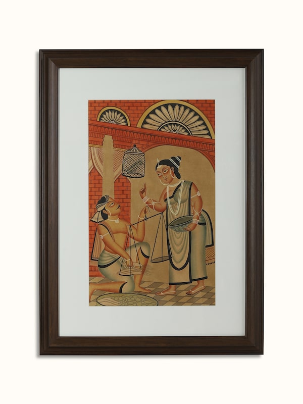 Negotiation Scene Kalighat Painting