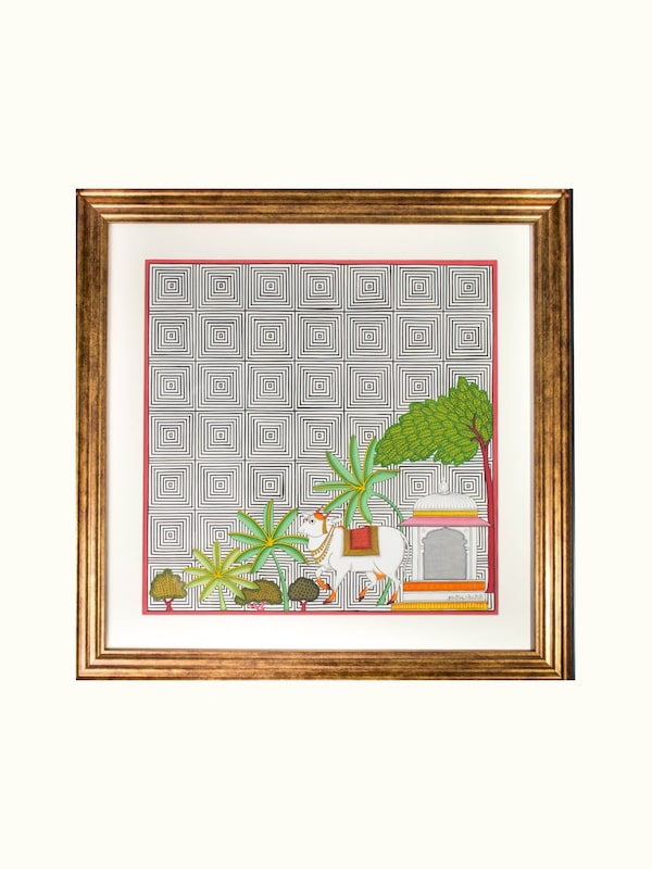 Cow Forest Geometric Illusion Pichwai Painting