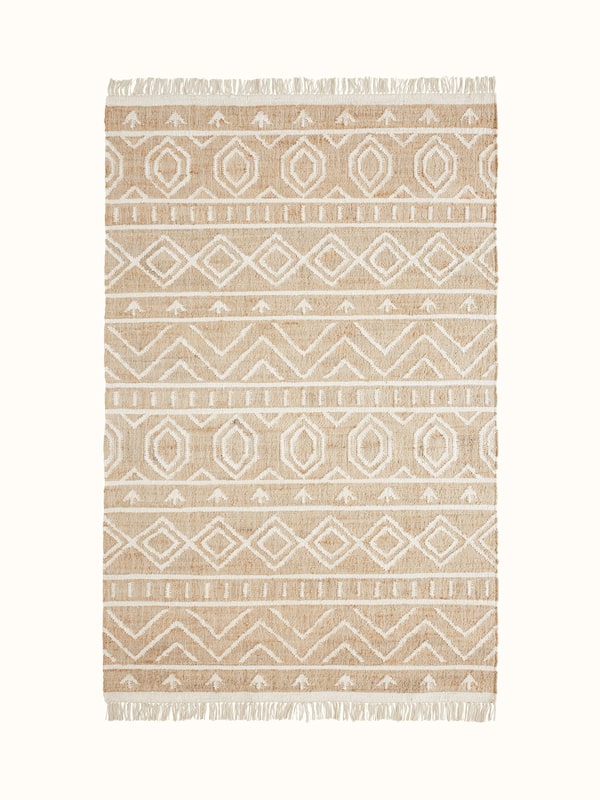 Graphic Geo Beige Jute Natural Fibre Rug