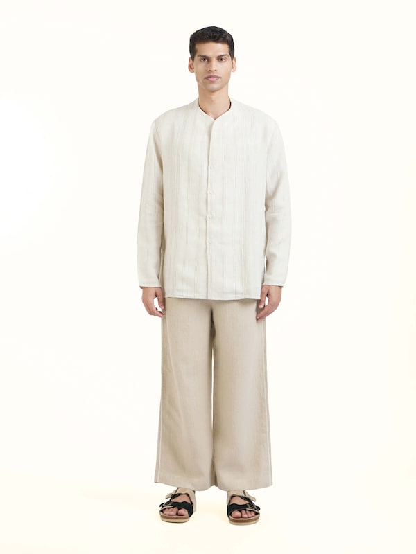 Ivory Linen Handloom Full Sleeve Shirt
