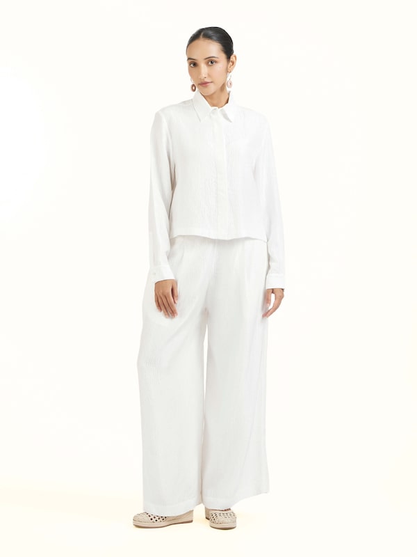 Ivory Quilted Silk Pants