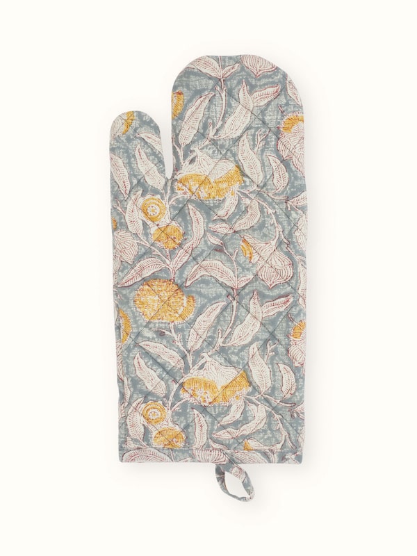 Samaha Grey Floral Cotton Sanganeri Hand Block Printed Oven Mitts