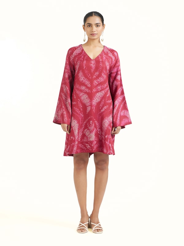 Red Silk Shibori Dress