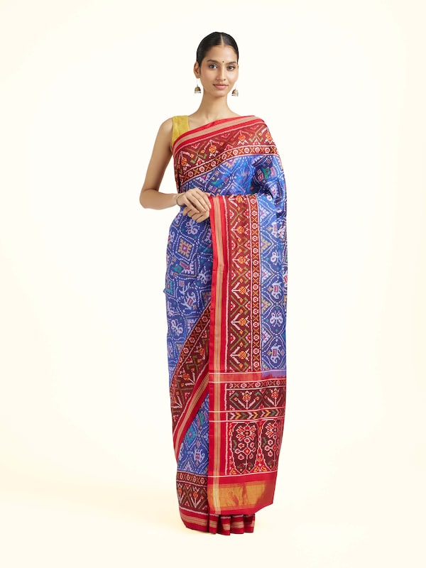 Light Blue Patan Patola Handloom Silk Saree