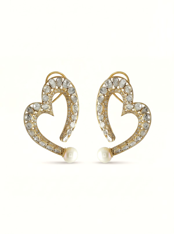 Dank Polki 14 Karat Gold Studs