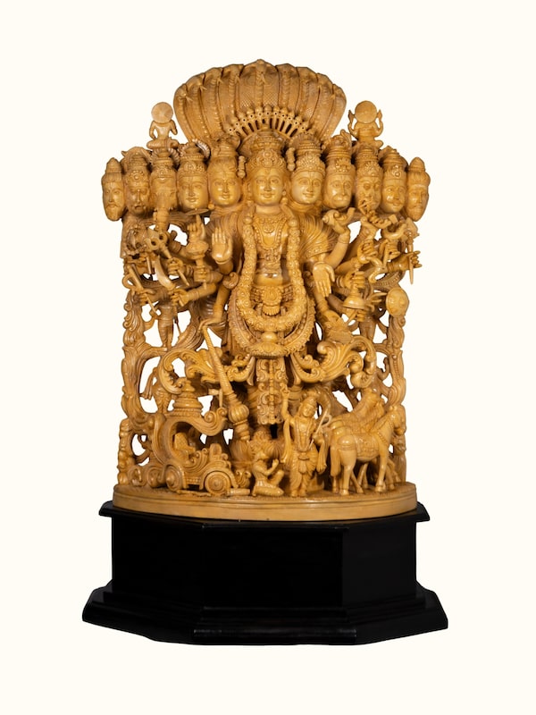 Wood Carved Vishwaroopam Idol