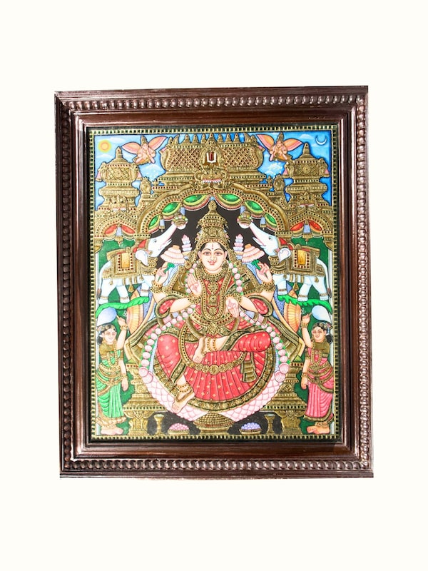 Gaja Lakshmi Ornate Thanjavur Painting