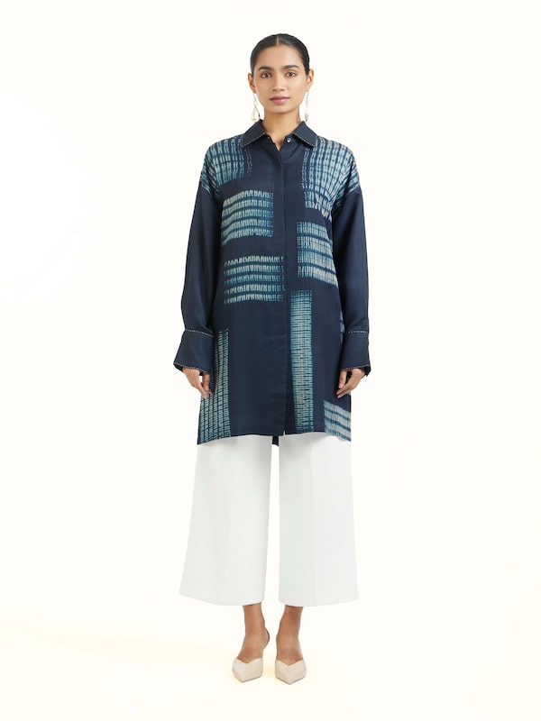 Blue Shibori Long Shirt