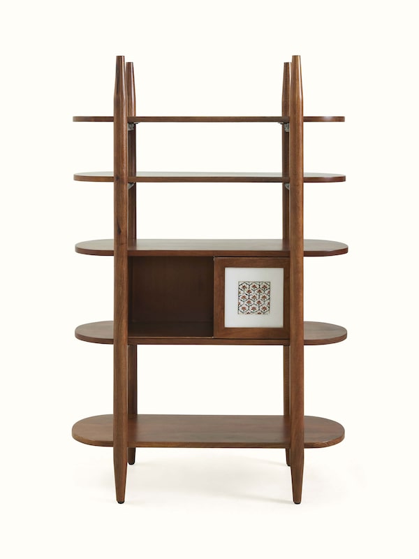 Pacchikari Mango Wood Walnut Finish Book Shelf