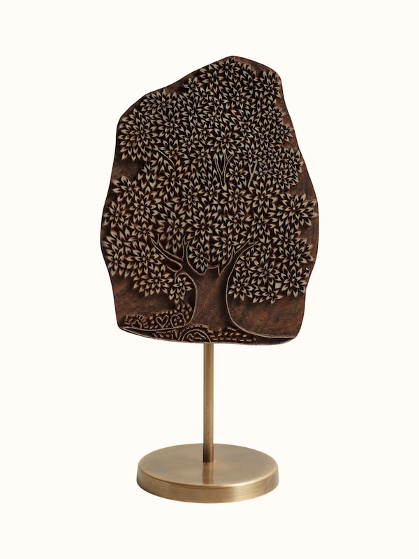 Sheesham Wood Carved Tree Wooden Block