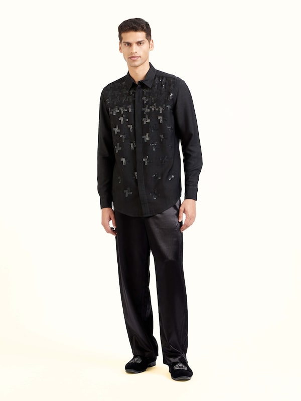 Black Hand Embroidery Shirt
