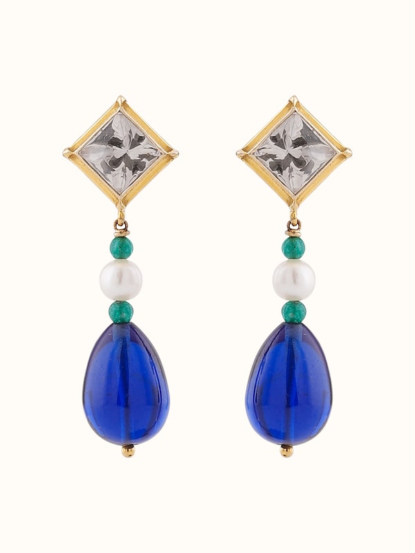 Dank Polki Gold Drop Earrings