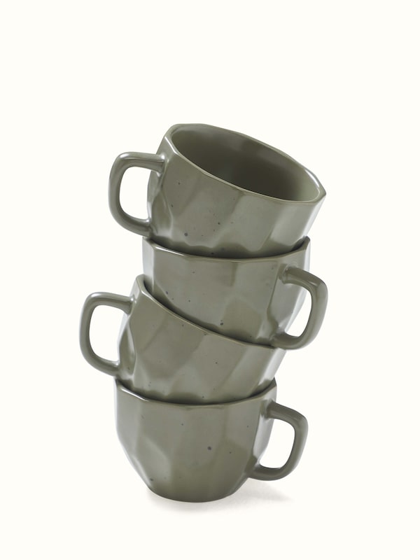 Khurja Pottery Ceramic Coffee Mugs Green (4 Pcs)
