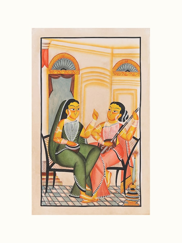Gossiping Women Kalighat Painting