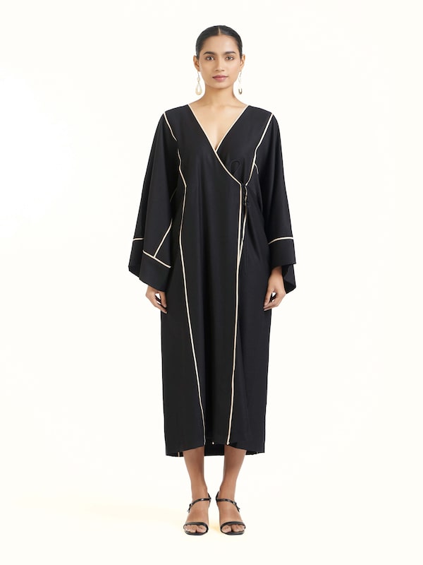 Black Shibori Kimono Dress