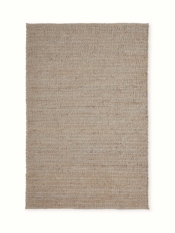 Solid Textured Grey Jute & Wool Natural Fibre Rug (4X6 Ft)