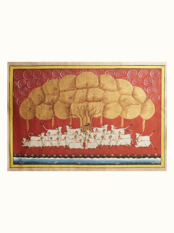 Herd of Cows Under The Tree Pichwai Painting