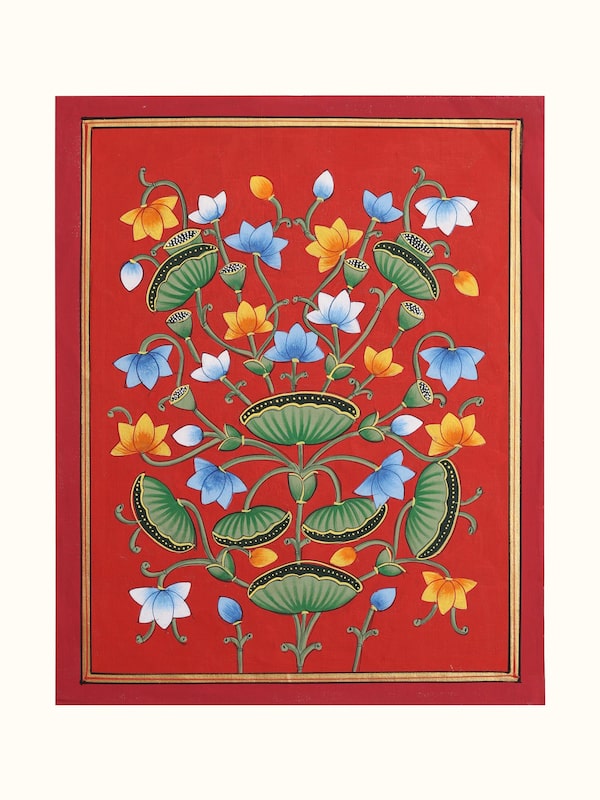 Kamal Talai Orange Pichwai Painting