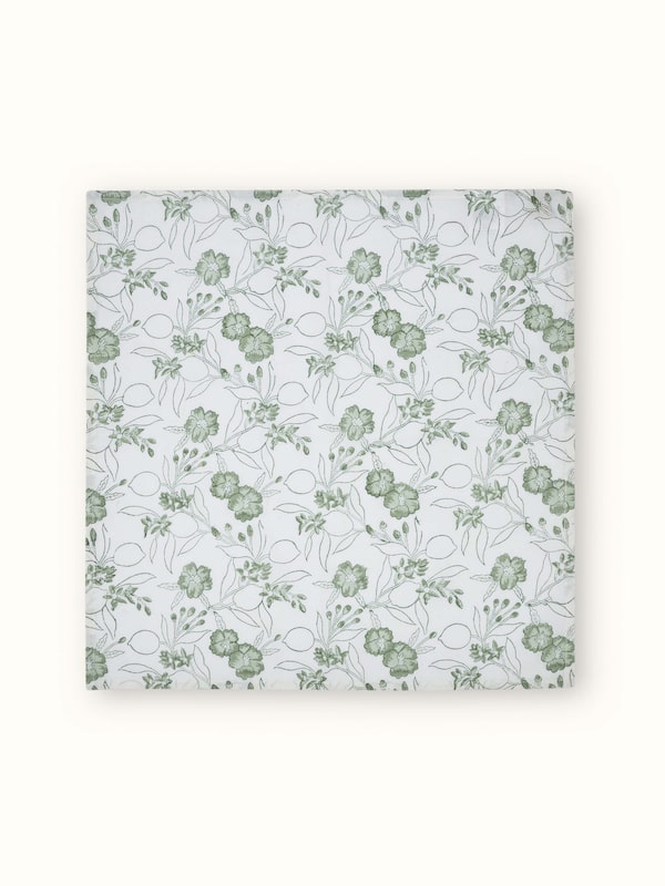 Anika Green Floral Cotton Linen Sanganeri Hand Block Printed Dinner Napkins (6 Pcs)