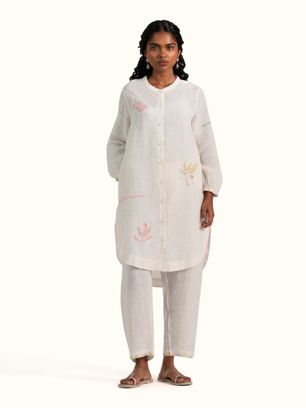 Off-white Linen Handloom Co-Ord Set