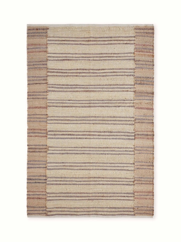 Textured Stripes Beige Brown Lawan Jute Natural Fibre Rug