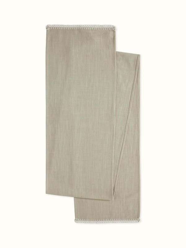 Nityam Beige Cotton Slub Crochet Table Runner