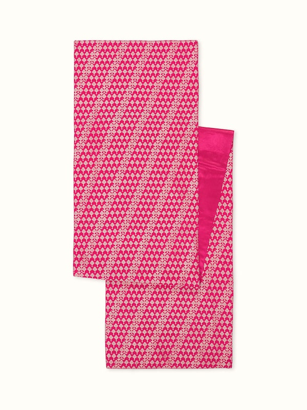 Avasa Pink Diagonal Stripe Banarasi Silk Brocade Handloom Table Runner