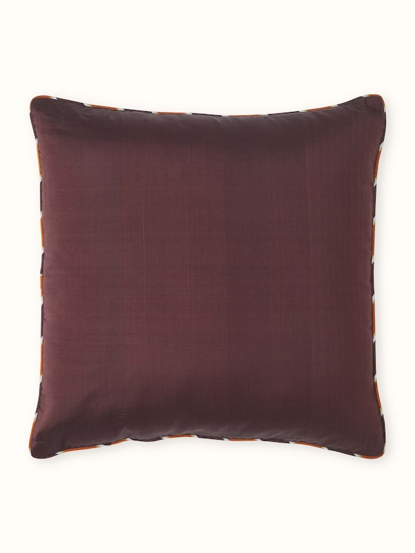 Bhoomi Coffee Solid Silk Odisha Handloom Ikat Cushion Cover