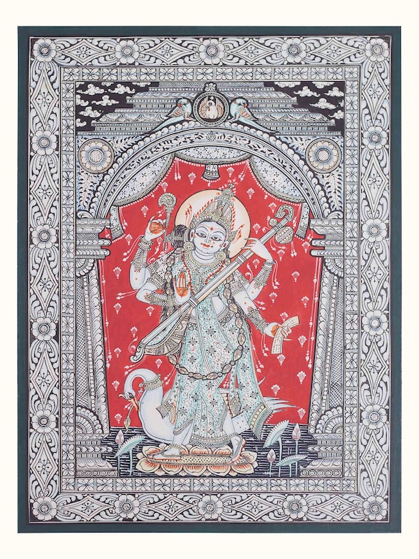Saraswati Canvas Patachitra Painting
