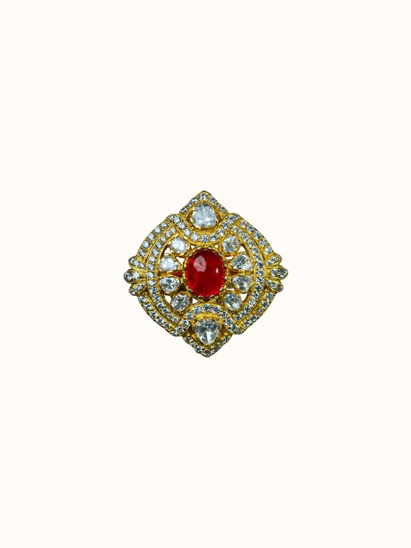 Dank Polki Gold Plated Silver Ring