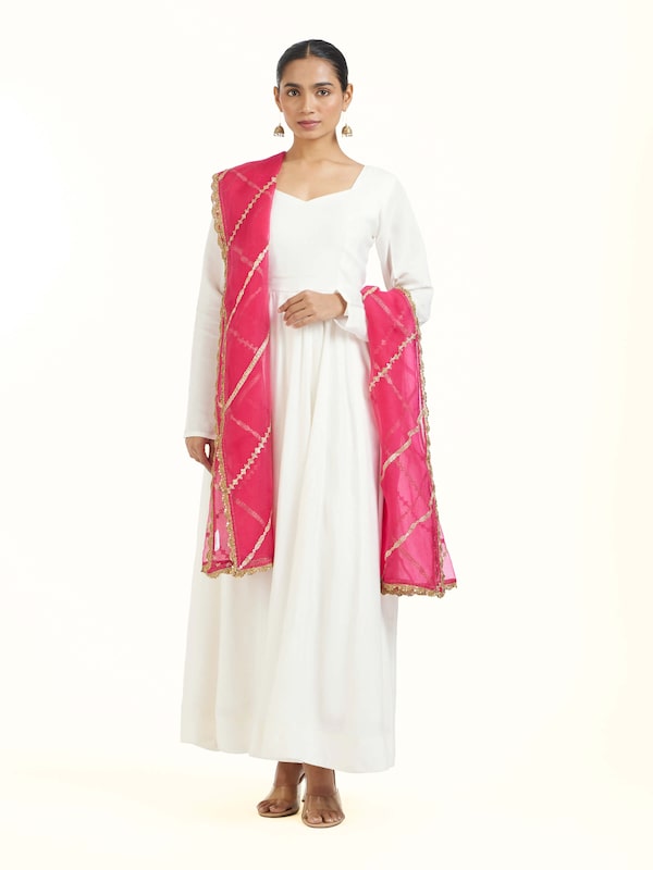 Pink Hand Embroidered Dupatta