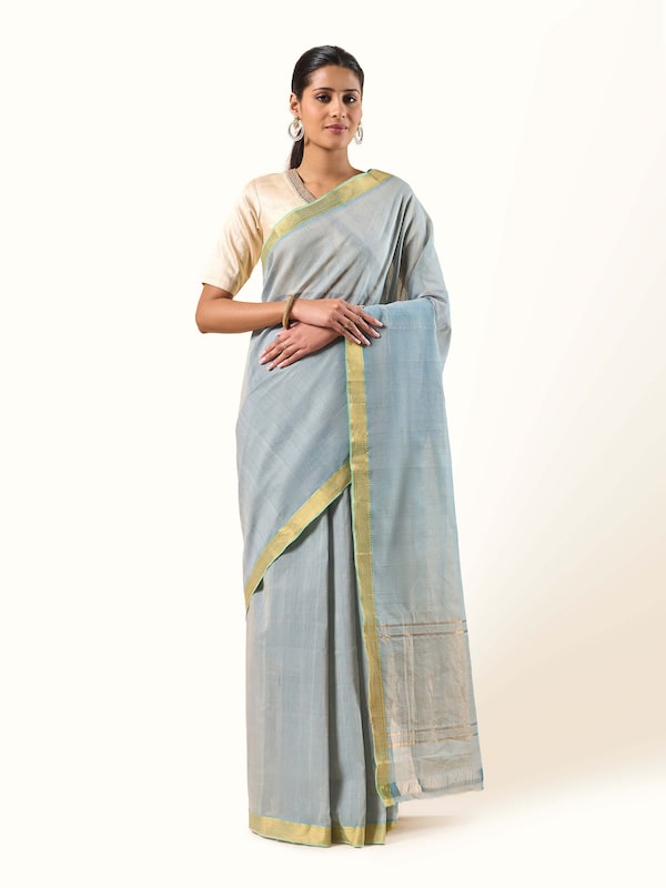 Light Blue Cotton Mangalgiri Saree