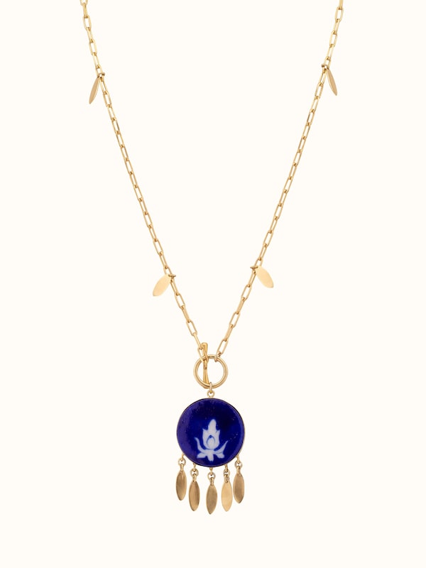 Blue Pottery Long Necklace
