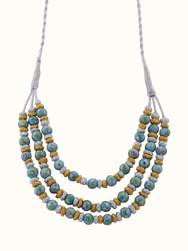 Blue Pottery Long Necklace