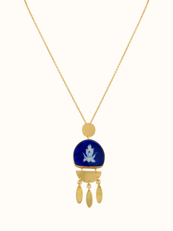 Blue Pottery Pendant & Chain