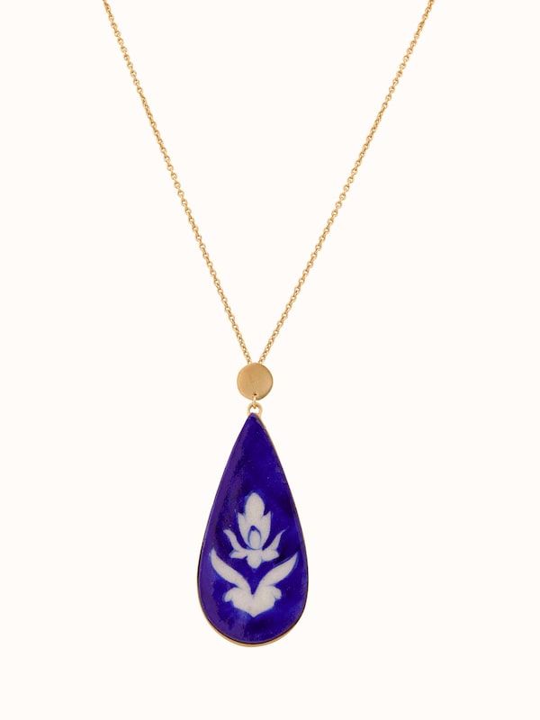 Blue Pottery Pendant & Chain