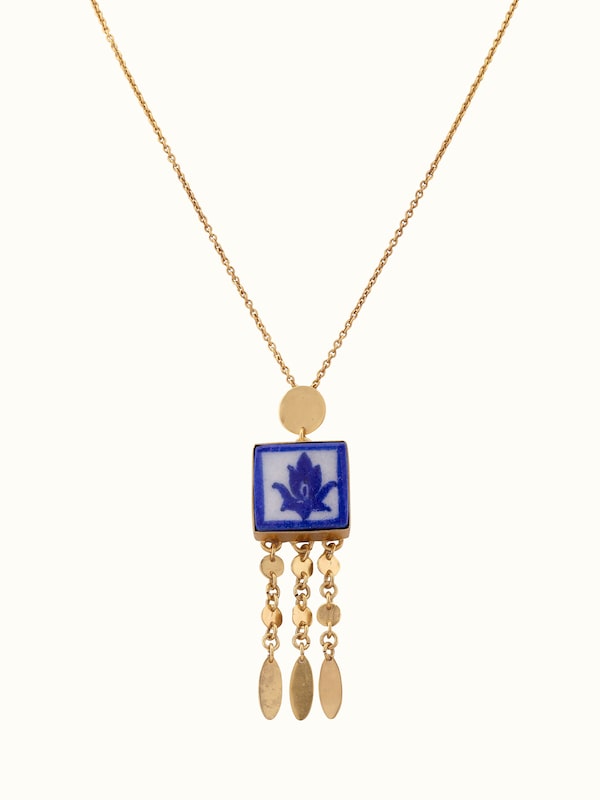 Blue Pottery Pendant & Chain