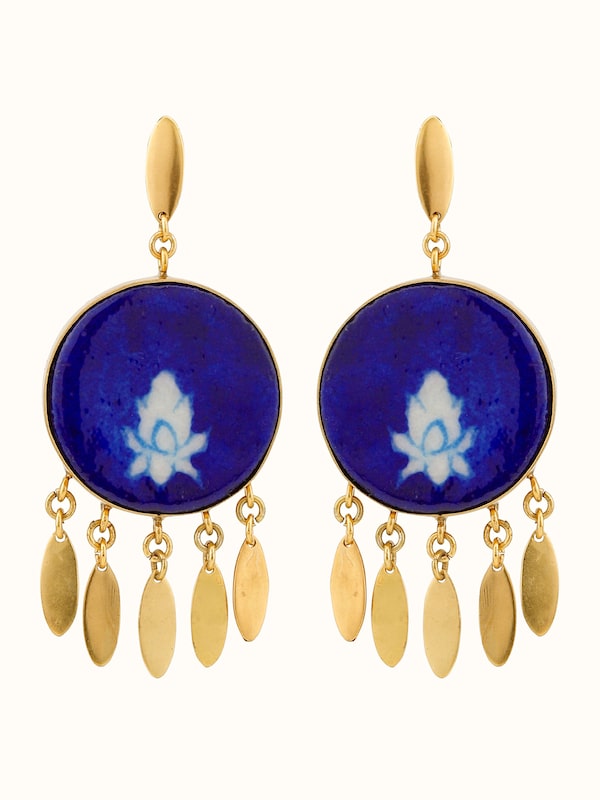Blue Pottery Drop Earrings