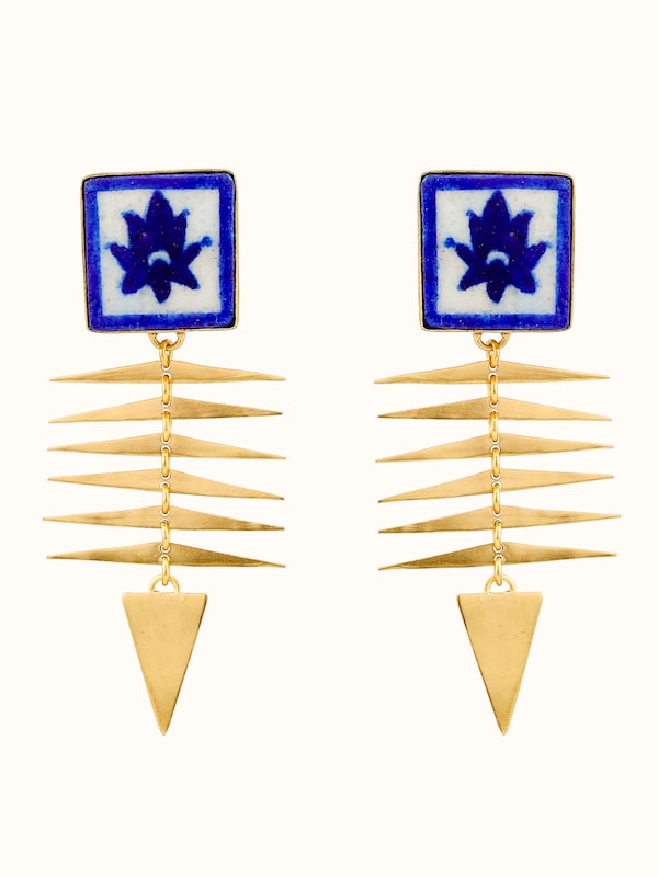 Blue Pottery Drop Earrings