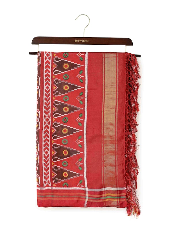 Red Silk Patola Vohra Gaji Dupatta