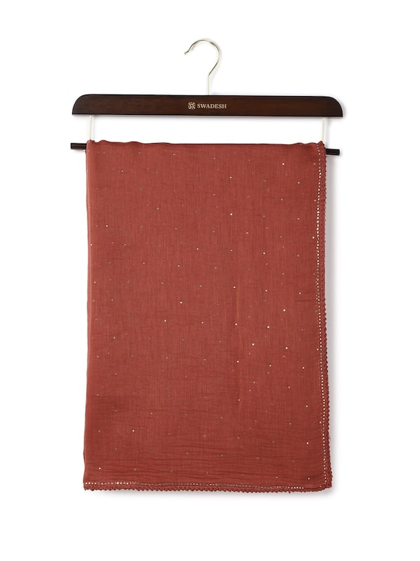 Cotton Silk Mukaish Embroidered Dupatta