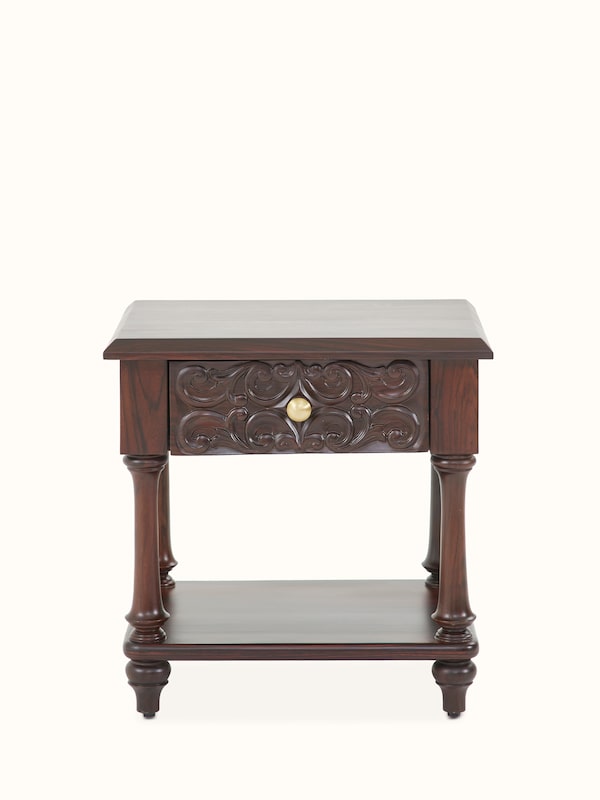 Carved Rosewood Bedside Table