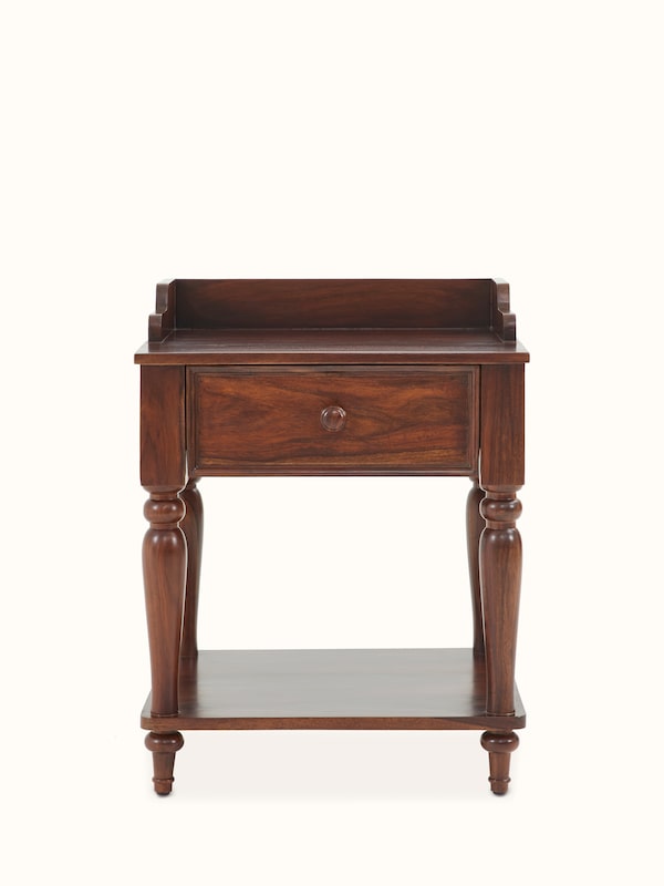 Teak Finish Sheesham Wood Bedside Table