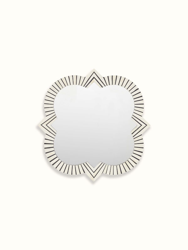 Bone Inlay Quatrefoil Wall Mirror