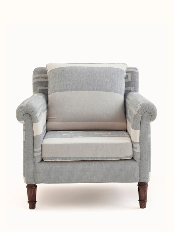 Upholstered Sheesham Wood Bawan Buti Lounge Chair