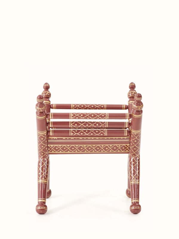 Teak Wood Sankheda Cross Leg Magazine Rack
